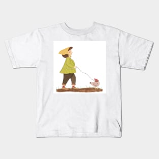 Walking the chicken Kids T-Shirt